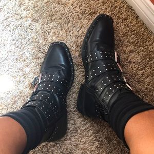 !!! ALL BLACK STUDDED ANKLE BOOTS!!!